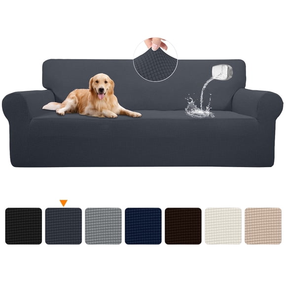 100% Waterproof Sofa Cover Non Slip Couch Cover Stretch Slipcover Leakproof Couch Protector for Kids Dogs Cats Pets, Cream, Loveseat