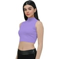 thumbnail image 2 of eloria Women's Top High-Neck Sleeveless Crop Tank Top Color: Light Purple | Size: S, 2 of 6