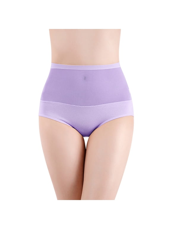 Bikini Underwear for Women Women's Solid High Waist Warm Underwear Cotton Underwear Briefs Thinx Bladder Leak Underwear for Women S-245 Purple L