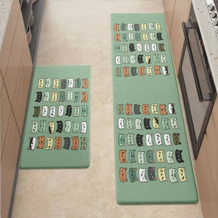 

Anti Fatigue Kitchen Mat Cats Doodle Kitchen Rugs Non Slip Cushioned Standing Mat for Sink Floor Laundry Office Desk Pro 17.3 x 59