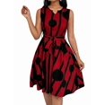 thumbnail image 4 of Women'S Striped Wrap V Neck Tie Waist Sleeveless Spaghetti Straps Dress Red S, 4 of 9
