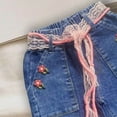 thumbnail image 5 of NAISIBABY Girls Jeans with Lace Belt, Stretch Baggy Elastic Waist Wide Leg Kids Fashion Denim Pants Blue Size 5T, 5 of 6