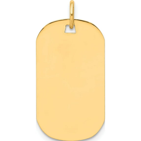 14K Yellow Gold Plain .011 Gauge Engraveable Dog Tag Disc Charm (26 X 14) Made In United States xm551/11