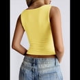thumbnail image 4 of Camiseta Sin Mangas con Cuello Cuadrado para Mujer, de Doble Capa, Básica, para Entrenamiento de Verano, Informal Amarillo S, 4 of 7