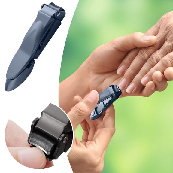 Nail Clippers with Catcher,No Splash Fingernail Toenail Clippers with Sharp Curved Blade,Wide Jaw Opening Stainless Steel Nail Cutter Trimmer for Seniors Adult Men Women