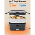 thumbnail image 3 of SOHIDA 1.8L+0.5L Heated Lunch Box for Men, 80W Electric Lunch Box with Long-Handled Utensils for Adults, 12V/24V/110V Lonchera ElÃ©ctrica PortÃ¡til, Portable Food Warmer for Car/Truck/Office (Blac, 3 of 7