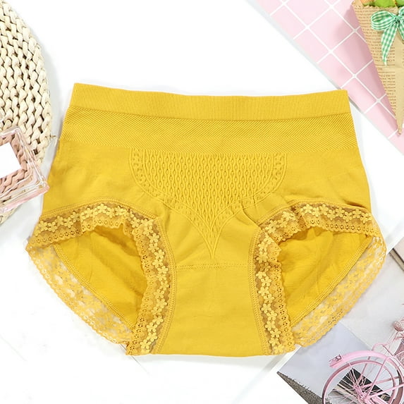 HUPOM Plus Size Underwear For Women Panties In Clothing High Waist Activewear Tie Seamless Waistband Yellow F