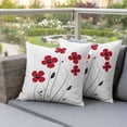 thumbnail image 4 of Red Flower Pillow Covers 2 Pack Floral Pillowcase Waterproof Outdoor Throw Pillow Cover for Patio Garden Square Cushion 24”x24”, 4 of 9