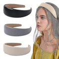thumbnail image 1 of Stylish Wide Leather Headbands for Women - 3 Pack, Chic & Comfortable Hair, 1 of 5