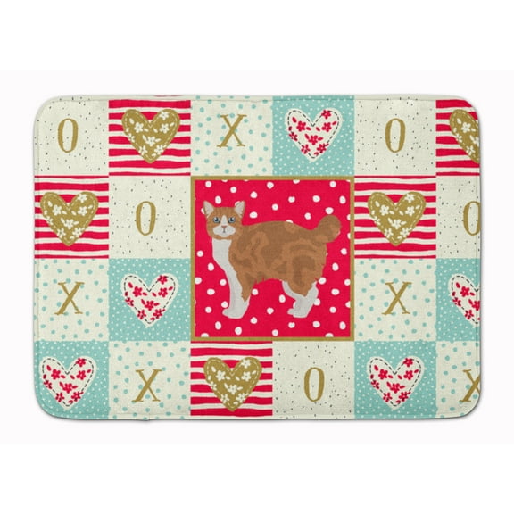 Manx 2 Cat Love Machine Washable Memory Foam Mat Red