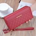 thumbnail image 1 of Bolso de mano largo con doble cremallera para mujer, moderno, a cuadros, de gran capacidad, con doble monedero, para teléfono móvil, 1 of 6