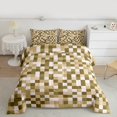 thumbnail image 2 of Homewish Abstract Pixel Geometric Bedding Comforter Set,Modern Minimalist Checkered Twin Comforter Sets,Light Brown Greenk Bedding Set For Teens,Ultra Soft Home Decor Reversible,2pcs, 2 of 8