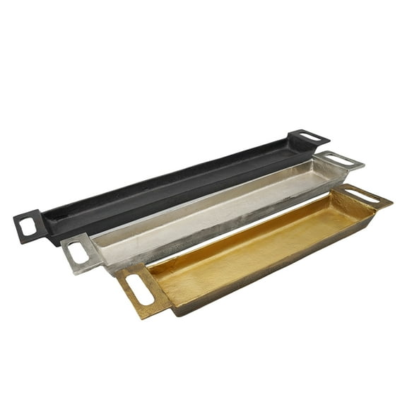 CC Home Furnishings Slim Rectangular Aluminum Trays - 32.25" - Set of 3