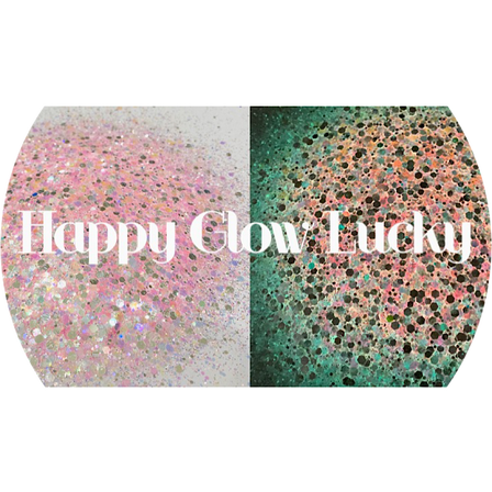 Glitter Heart Co. - High Quality Polyester Glitter - Glow in the Dark Chunky Mix - Happy Glow Lucky - 2 oz Bag