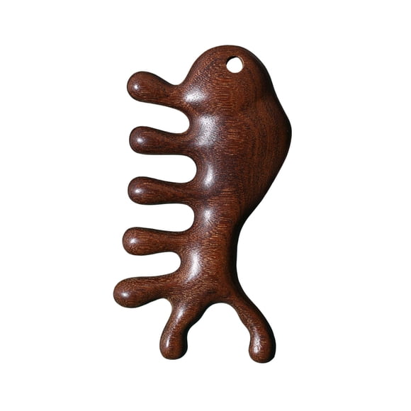 Peine de masaje de madera para masaje del cuero cabelludo, portátil con diseño de gato, masaje suave para el cuidado de la cabeza, para toda la familia y material