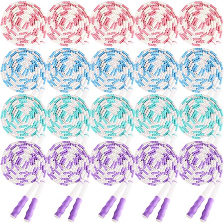 20 Pack Jump Ropes for Adults Kids, 9.2 Feet Adjustable Length Free Segmented Skipping Rope Bulk Soft Beaded Jumping Ropes for Women Men Exercise Training Workout Weight Loss
