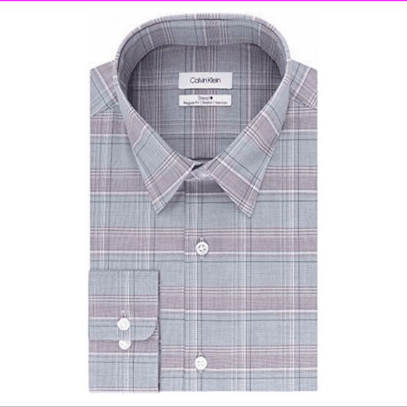 Calvin klein Slim Fit Performance Non-Iron Dress Shirt,Red Mu,17.5  32/33