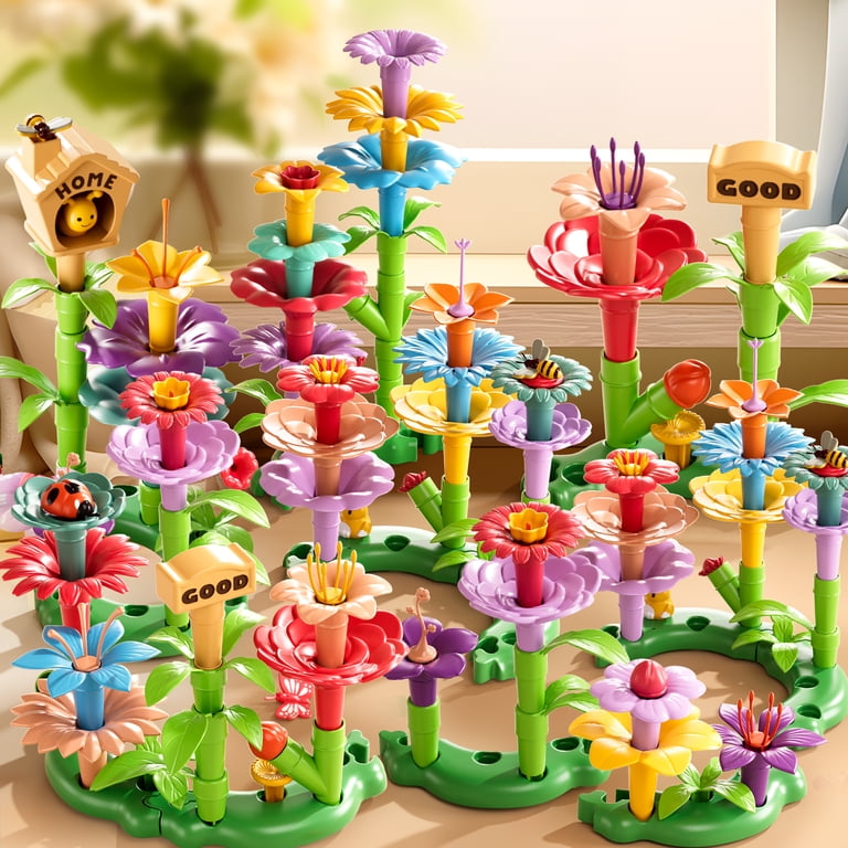 Lucky Doug 148 Pcs Flower Building Toys, Garden STEM Toys for