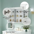 thumbnail image 6 of ANGELES HOME 40"x 30" Wall Mounted Medicine Cabinet with Double-Side Mirrors, Solid Wood Mirror Cabinet Storage with 6 Shelves and Soft-Close Door, Wood Medicine Cabinet with Mirror, 6 of 10
