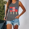 thumbnail image 2 of Camiseta sin mangas holgada de cuello redondo con estampado de día de la independencia a la moda para mujer Pompotops  lopia993637, 2 of 6
