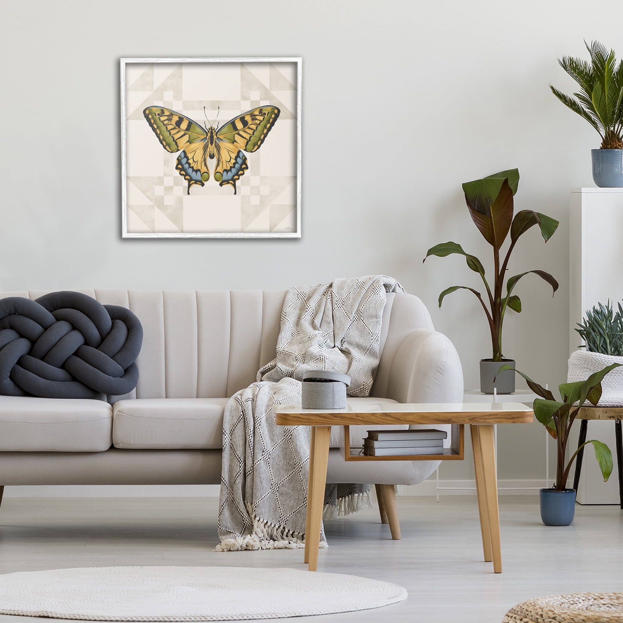 Stupell Industries Green Swallowtail Butterfly White Framed Giclee Art, design by Cat Thurman Designs