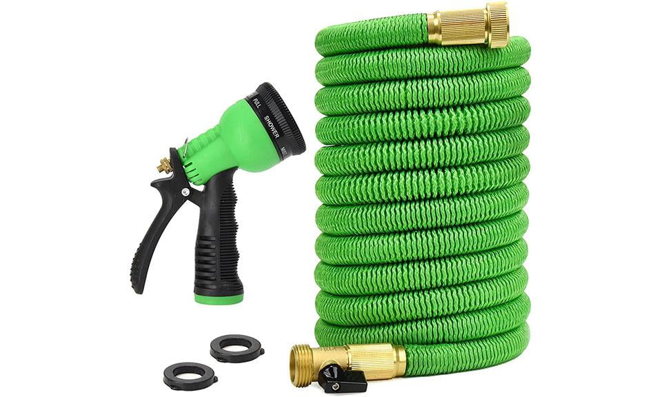 25FT/50FT/75FT/100FT Expanding Flexible Garden Water Hose+Spray Nozzle Green USA 