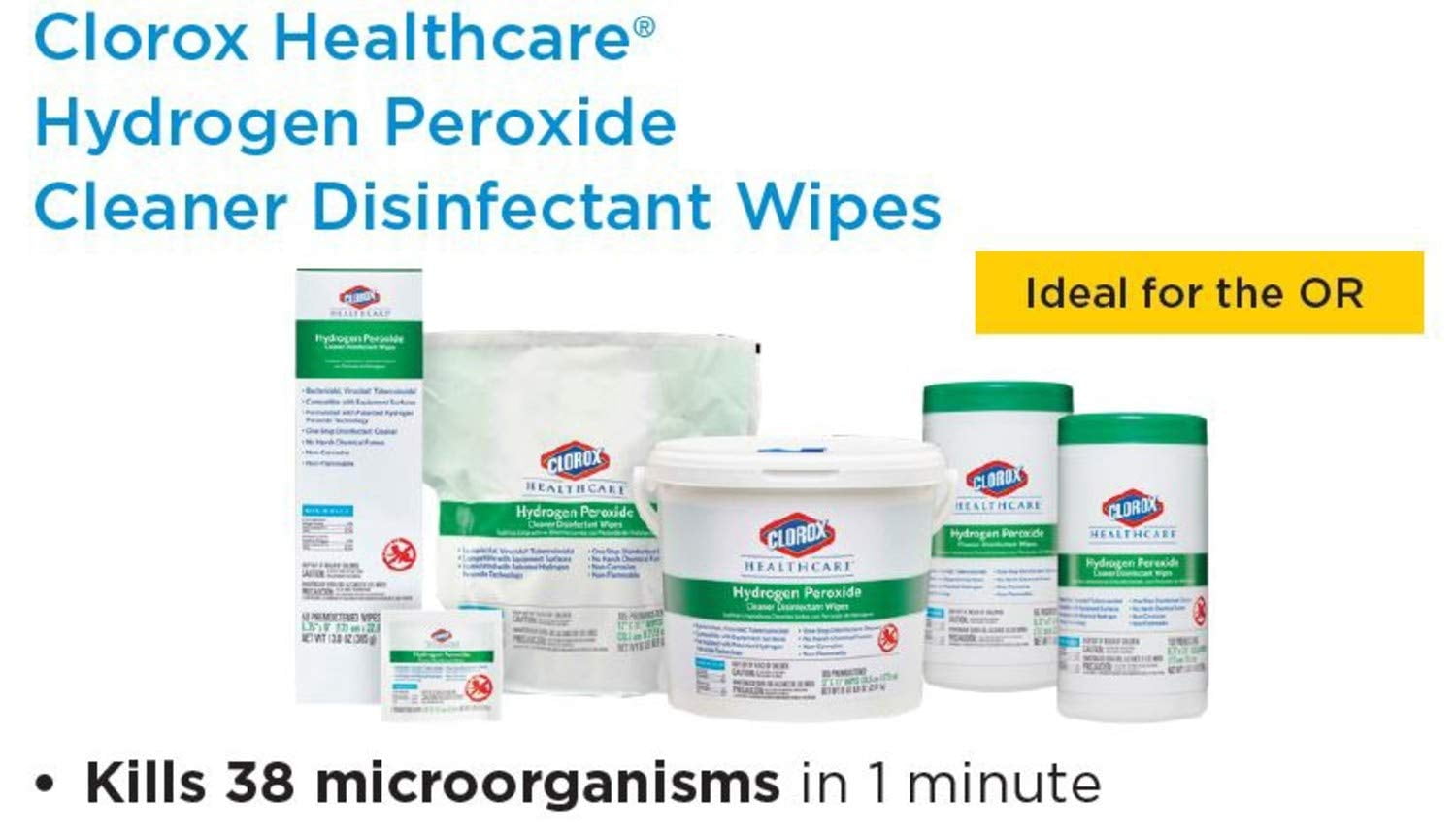 CloroxPro Hydrogen Peroxide Cleaner Disinfectant Wipes, 155 Count Canister - Case of 6 (30825)