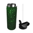 Adobk Green Sparkling Print Water Bottle,18oz Sports Insulated Kettle