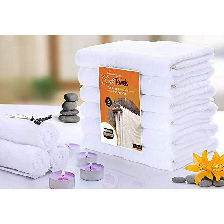 Utopia Towels 6 Pack Medium Bath Towel Set, 100% Ring Spun Cotton (24 x 48  Inches) Lightweight and Highly Absorbent Quick Drying Towels, Premium