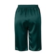thumbnail image 4 of GEWSEY Women's Silk Satin Capri Pajamas Pants Loungewear Sleep Cropped Pants Elastic Waist Silky Lounge Pj Bottoms with Pocket (Dark Green, XXL), 4 of 5