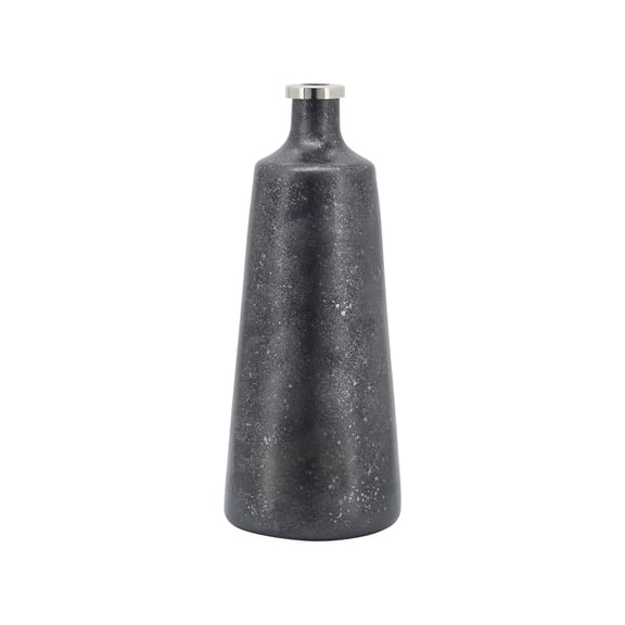 Sagebrook Home Glass, 14"h Vase with Ring, Black