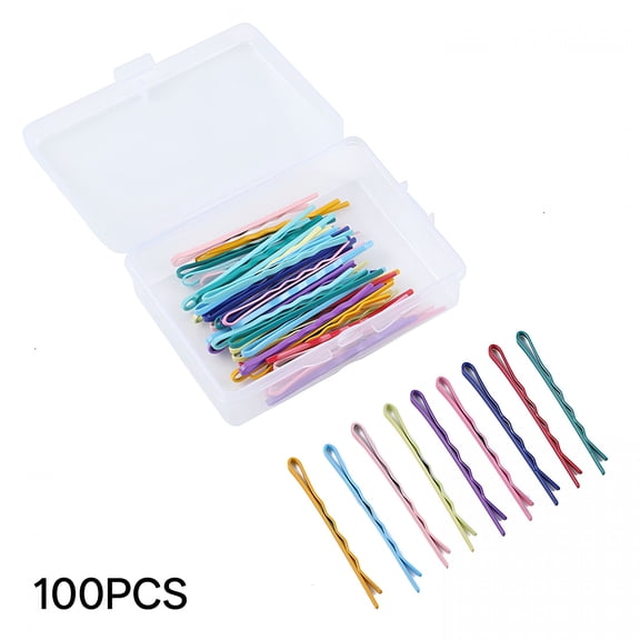 TUWAFE 100 Pcs 2.2 Inch Multi-Color Bobby Pins,Colored Hair Pins for Women Girls,Non-Slip Strong Grip Styling Hair Accessories with Storage Box