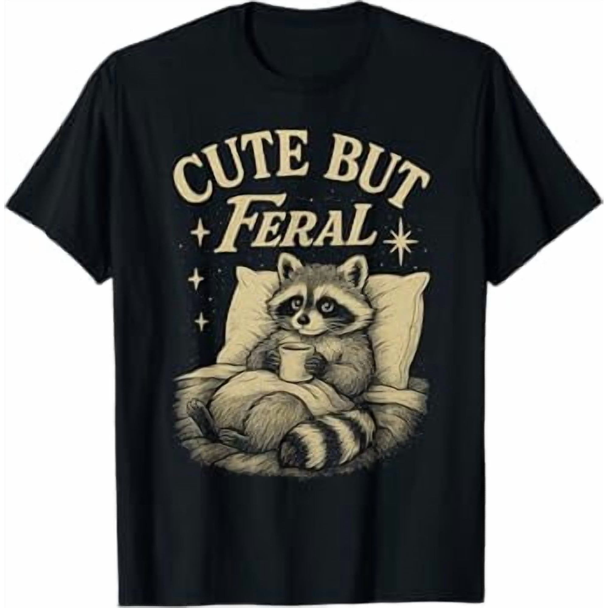 Cute But Feral Raccoon Cozy Meme Coffee Chaos Vintage T-Shirt