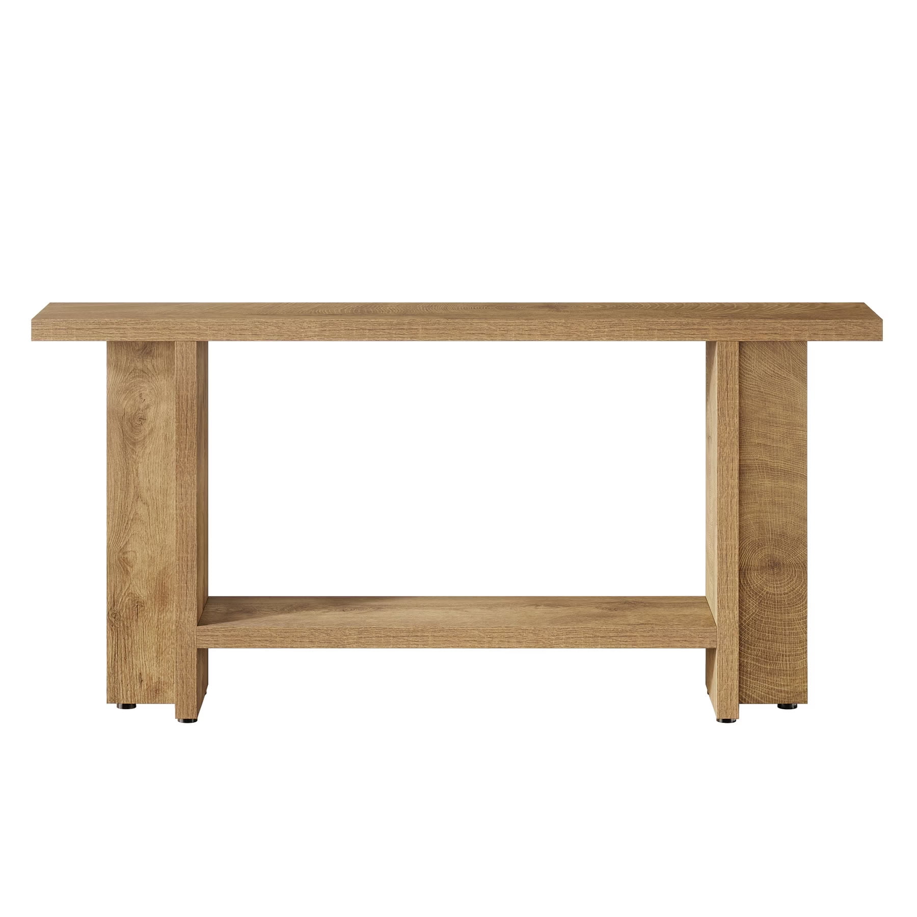 MAYEERTY 59" Farmhouse Console Table, Rustic Narrow Entryway Table with Double-Layer Storage Shelves, for Living Room, Hallway, Bedroom