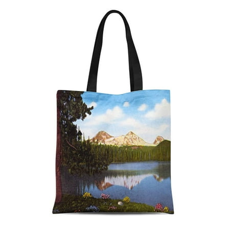 Shopping In Bend KDAGR Canvas Tote Bag Redmond Bend Oregon Scott Lake Three Sisters Mountain Reusable Handbag Shoulder Grocery Shopping Bags ()