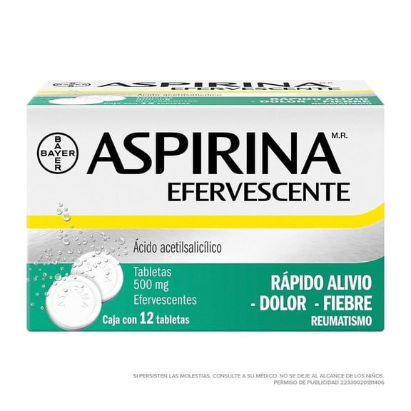 Aspirina 500 mg 12 Tabletas Efervescentes
