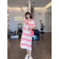 thumbnail image 1 of Vestido de verano de punto a rayas para embarazadas, moda informal, suelto, talla grande, vestido de lactancia posparto para mujeres embarazadas, 1 of 1