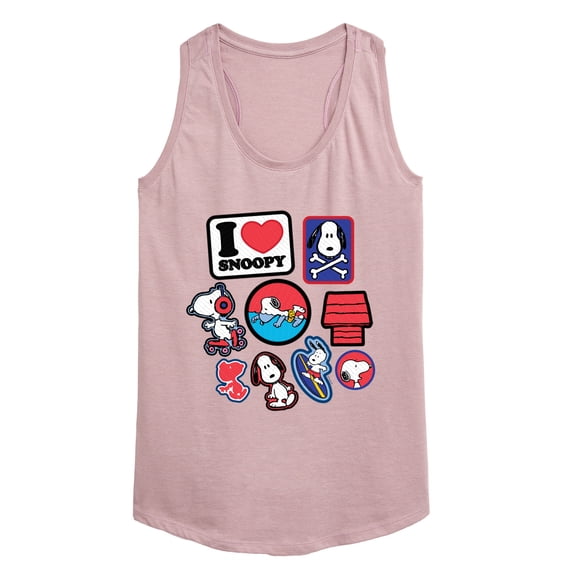 Peanuts - I Heart Snoopy Patches - Women's Racerback Tank Top