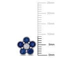 thumbnail image 2 of Miabella Women's 1-1/3 Carat T.G.W. Sapphire and 1/10 Carat T.W. Diamond 14kt White Gold Floral Stud Earrings, 2 of 6