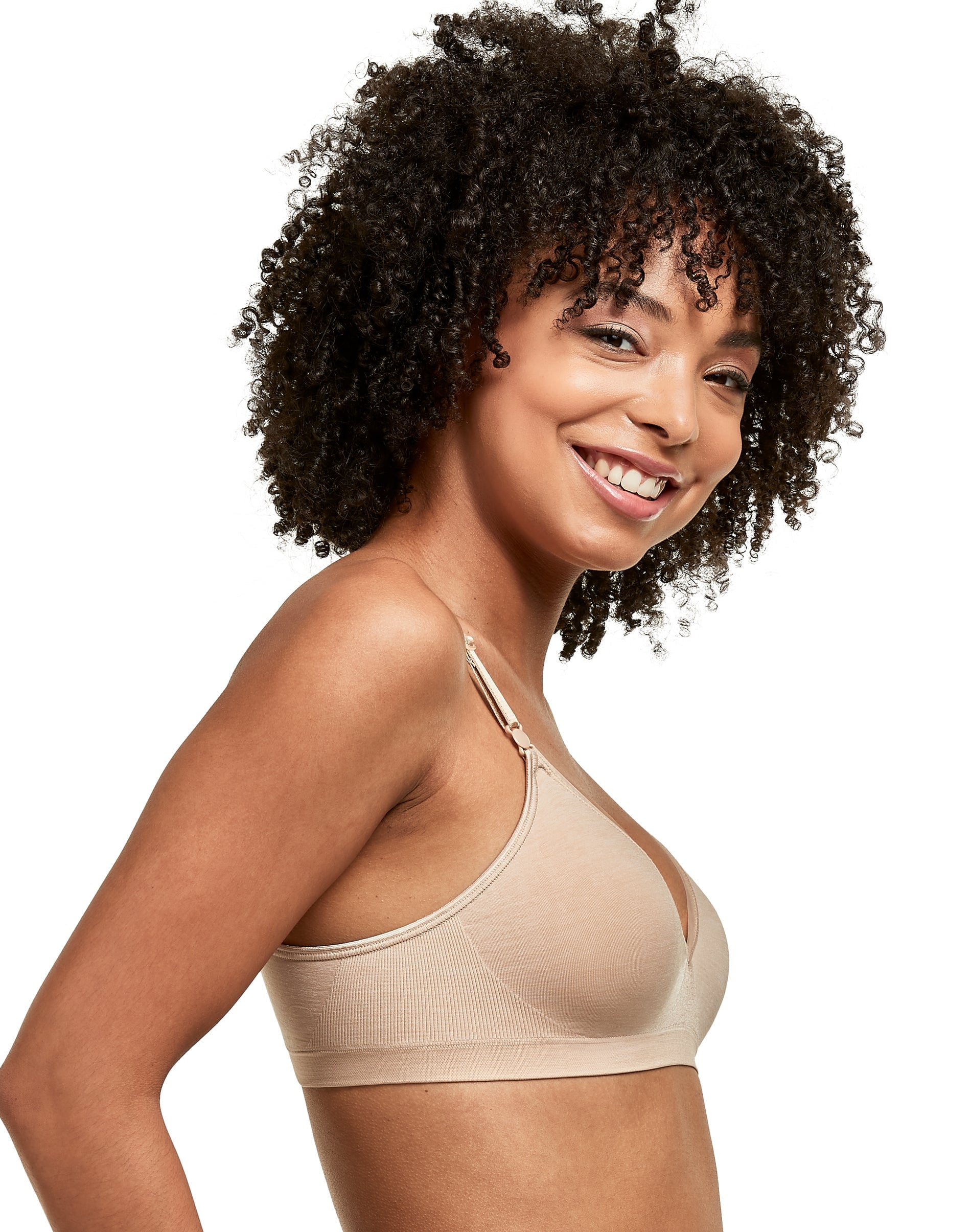 Buy Hanes Women's Wireless T-shirt Bra, Moisture-Wicking Convertible  Smoothing Bra, Full-coverage, In the Navy Heather, Small at