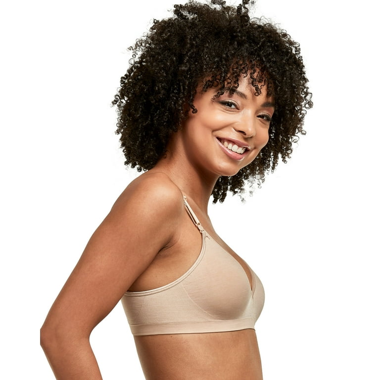 Hanes Comfy Support Women's Convertible Wireless T-Shirt Bra, Comfort Flex  Fit Nude Heather S 