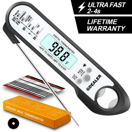 GDEALER DT8 2019 Upgraded Waterproof Digital Instant Read Meat Thermometer with 2-4s Response Time High Capacity Battery for Kitchen Food Candy BBQ Grill Cooking Smoke Deep (Best Digital Candy Thermometer 2019)