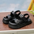 thumbnail image 2 of (0-3.5Years) Boys Girls Vintage Double Buckle Sandals Closed Toe Anti-Kick Soft Non-Slip Sole Summer Shoes for Toddler Baby Kids Black 6.5 Toddler(23), 2 of 8
