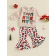 thumbnail image 4 of Elippeo Toddler Girl Christmas Outfits Bow Print Crew Neck Long Sleeve Sweatshirt with Flare Pants Set 6 12 18 24 Months 3 4 Years, 4 of 9