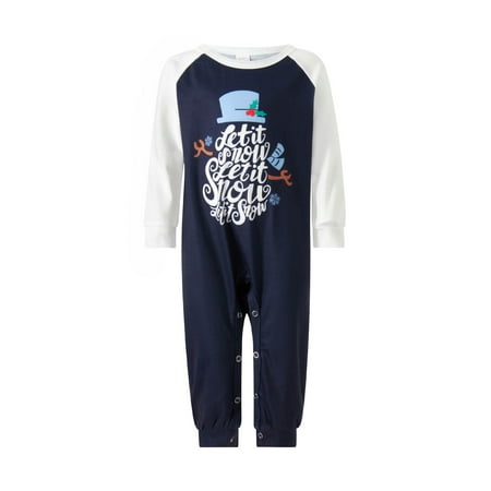 

TSEXIEFOOFU Family Matching Christmas Pajamas Baby Romper/Letter Print Long Sleeve Tops + Stripe Snowflake Snowman Print Pants Loungewear