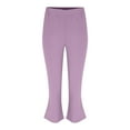 thumbnail image 4 of IDALL Capri Pants for Women Linen Pants Women Women Solid Color Cotton And Linen Buttoned Cropped Pants With Elastic Waist For Women Casual Pants Lounge Pants Women Summer Pants Pink S, 4 of 7