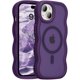 thumbnail image 1 of Funda magnética para iPhone 14 Plus/15 Plus, compatible con MagSafe, diseño de marco ondulado transparente, borde suave, bonita funda protectora transparente mate a prueba de golpes, 1 of 6