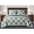 thumbnail image 2 of Chezmoi Collection Juliette 7-Piece Bed in a Bag Comforter Set California King - Luxury Medallion Jacquard Comforter Set with Sheets for All Seasons, Gray Green Smoke, 2 of 9