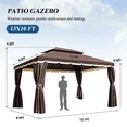 thumbnail image 5 of Grezone 10×13 FT Deluxe No Screws Gazebo,Double Roof Outdoor Shelter Tent with Mosquito Nettings and Privacy Screens, 5 of 8