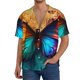 thumbnail image 1 of Fotbe Vibrant Rainbow Butterfly A Camisa Estampada de Manga Corta para Hombre, Casual de Verano, Estilo Playero, Sin Arrugas-Medium, 1 of 5